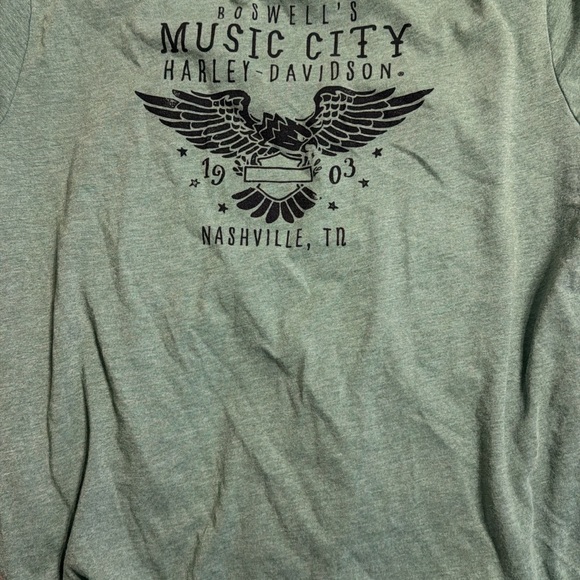 Harley-Davidson Teal Tee with Orange and Black Wings - Picture 2 of 2